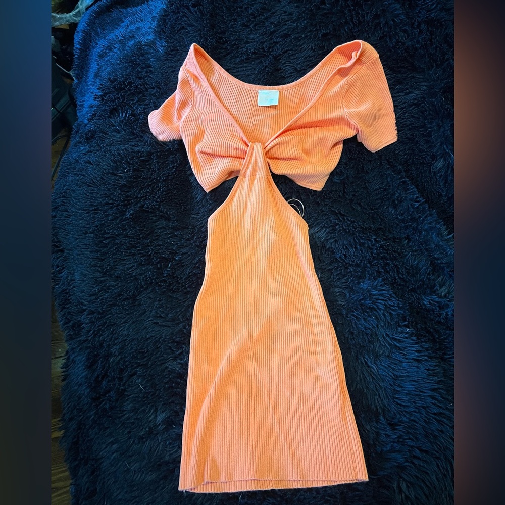 Sage and Paige orange ribbed summer dress